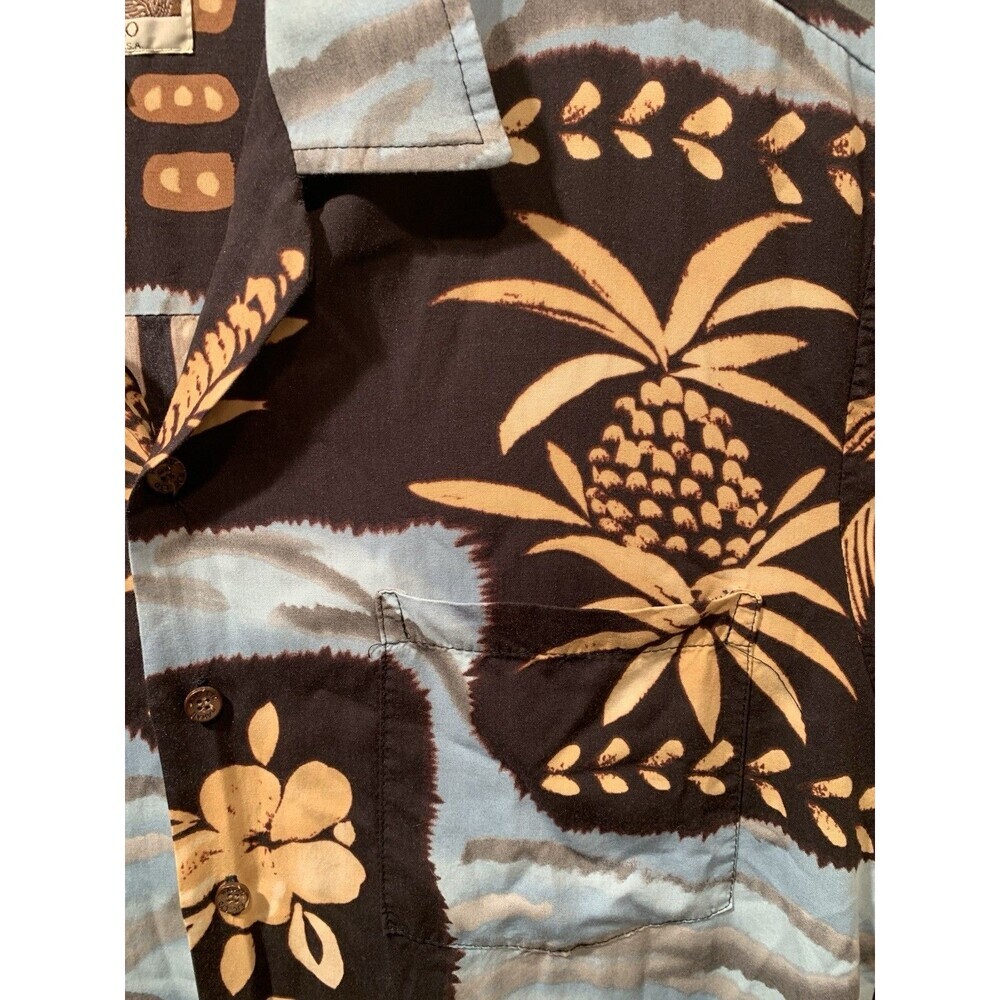 Vintage KALAHEO Hawaiian Tribal Floral Button Shirt Size M Made in Hawaii USA - Picture 13 of 15